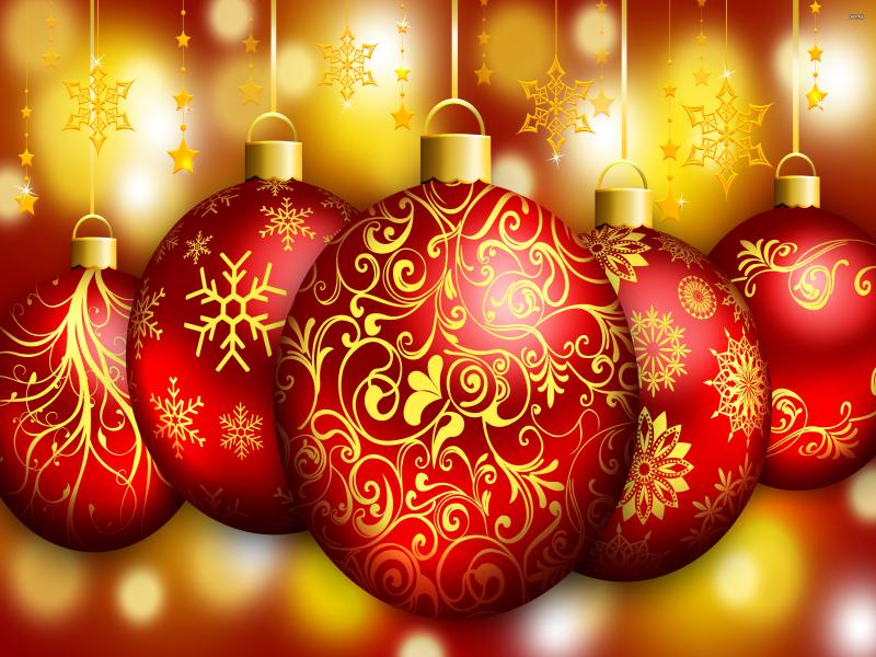 Gold Christmas Ornaments Photo Backgrounds for Powerpoint Templates ...